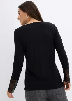 T-shirt manches longues à dentelle