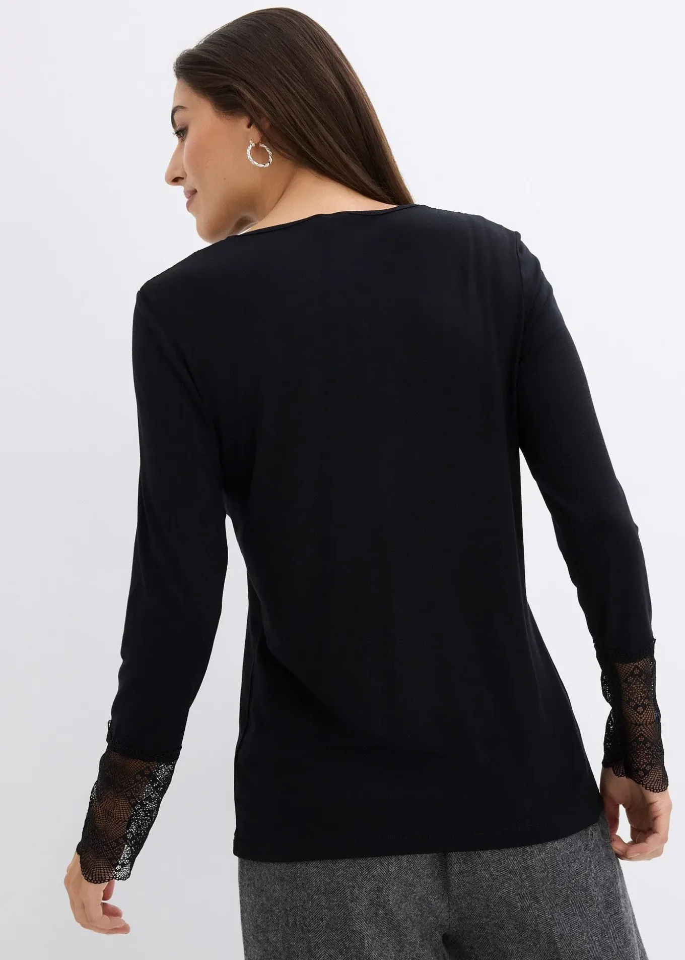 T-shirt manches longues à dentelle