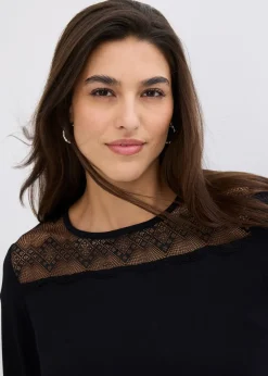 T-shirt manches longues à dentelle