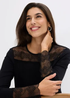 T-shirt manches longues à dentelle