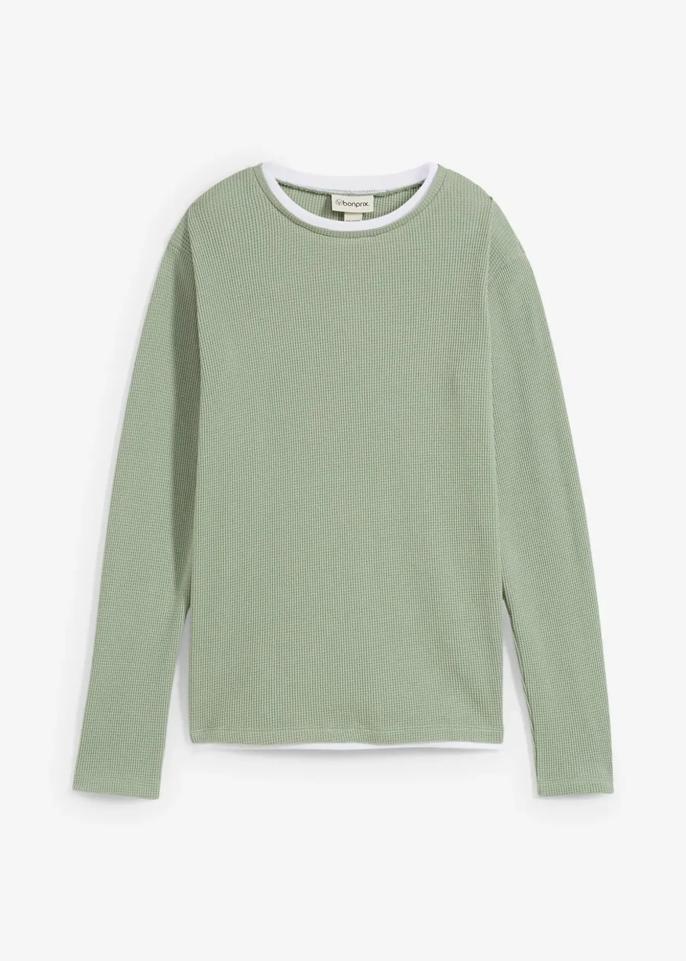 T-shirt manches longues 2 en 1 en coton aspect gaufré