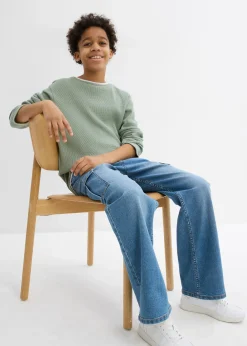 T-shirt manches longues 2 en 1 en coton aspect gaufré