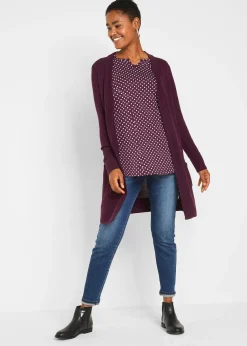 T-shirt manches longues à pois et fentes latérales