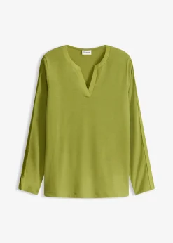 T-shirt manches longues avec empiècement satin