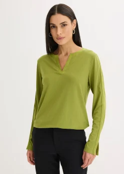 T-shirt manches longues avec empiècement satin