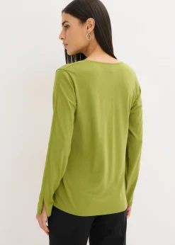 T-shirt manches longues avec empiècement satin