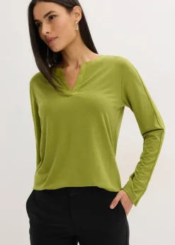 T-shirt manches longues avec empiècement satin