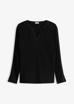 T-shirt manches longues avec empiècement satin