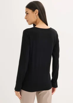 T-shirt manches longues avec empiècement satin