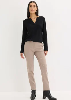 T-shirt manches longues avec empiècement satin