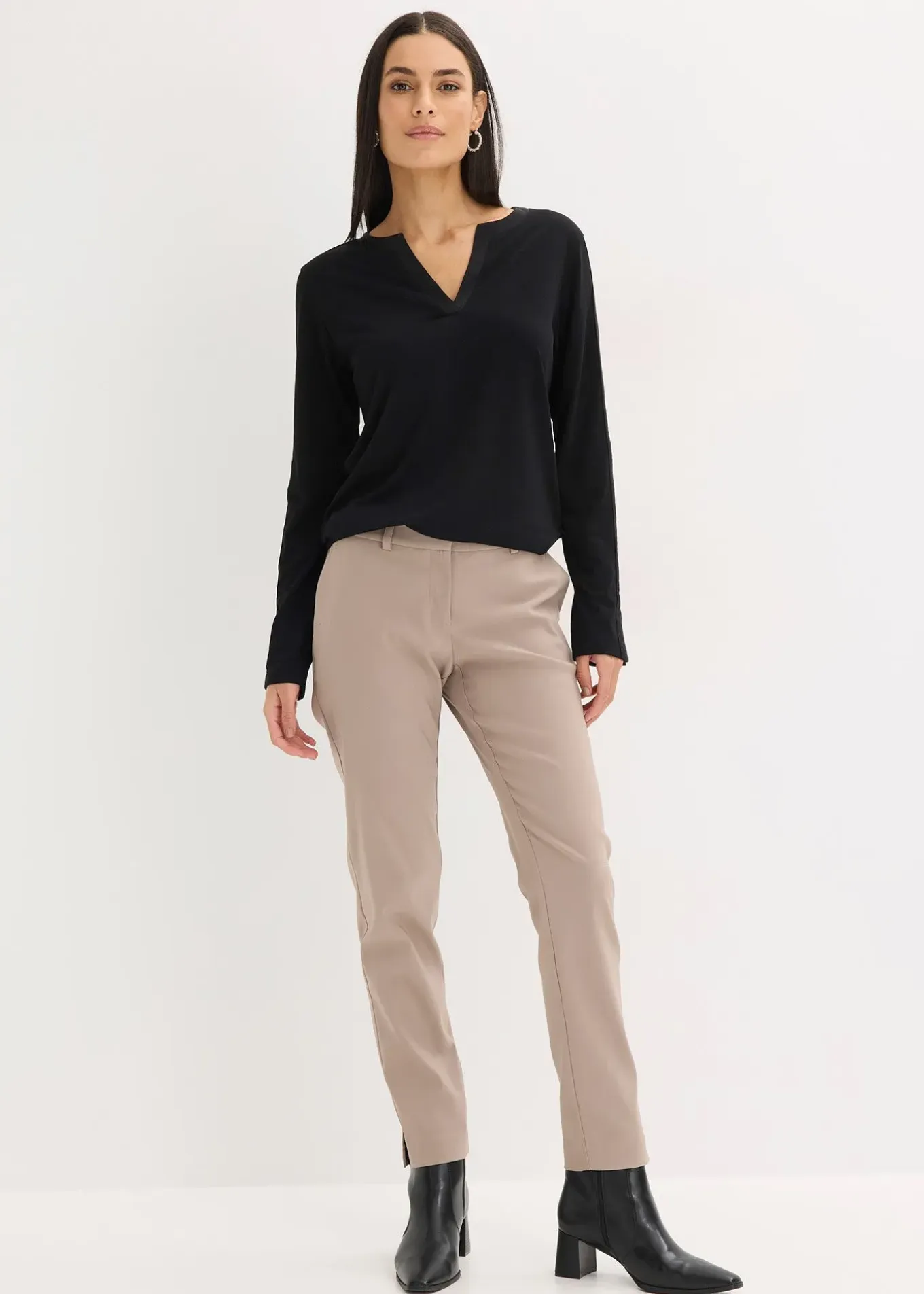 T-shirt manches longues avec empiècement satin