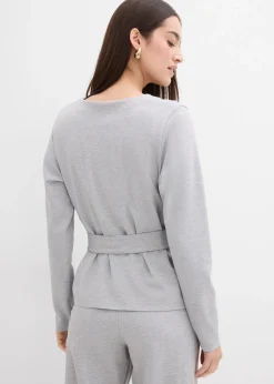 T-shirt manches longues avec lien à nouer, viscose majoritaire