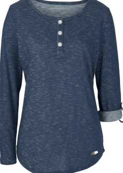 T-shirt manches longues avec patte de boutonnage