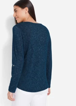 T-shirt manches longues avec patte de boutonnage