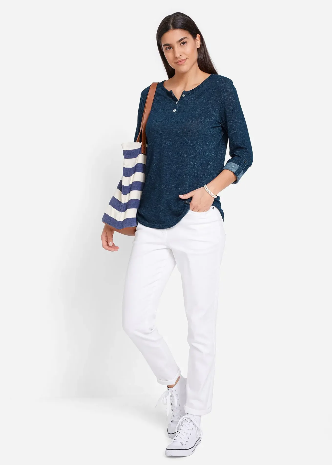 T-shirt manches longues avec patte de boutonnage