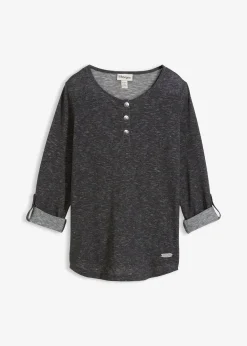 T-shirt manches longues avec patte de boutonnage