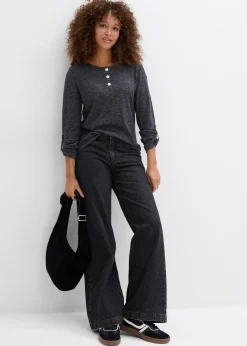 T-shirt manches longues avec patte de boutonnage