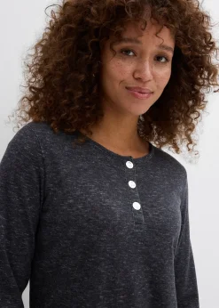 T-shirt manches longues avec patte de boutonnage