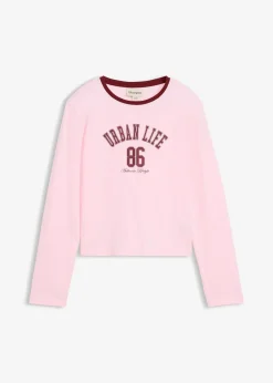 T-shirt manches longues court en coton extensible