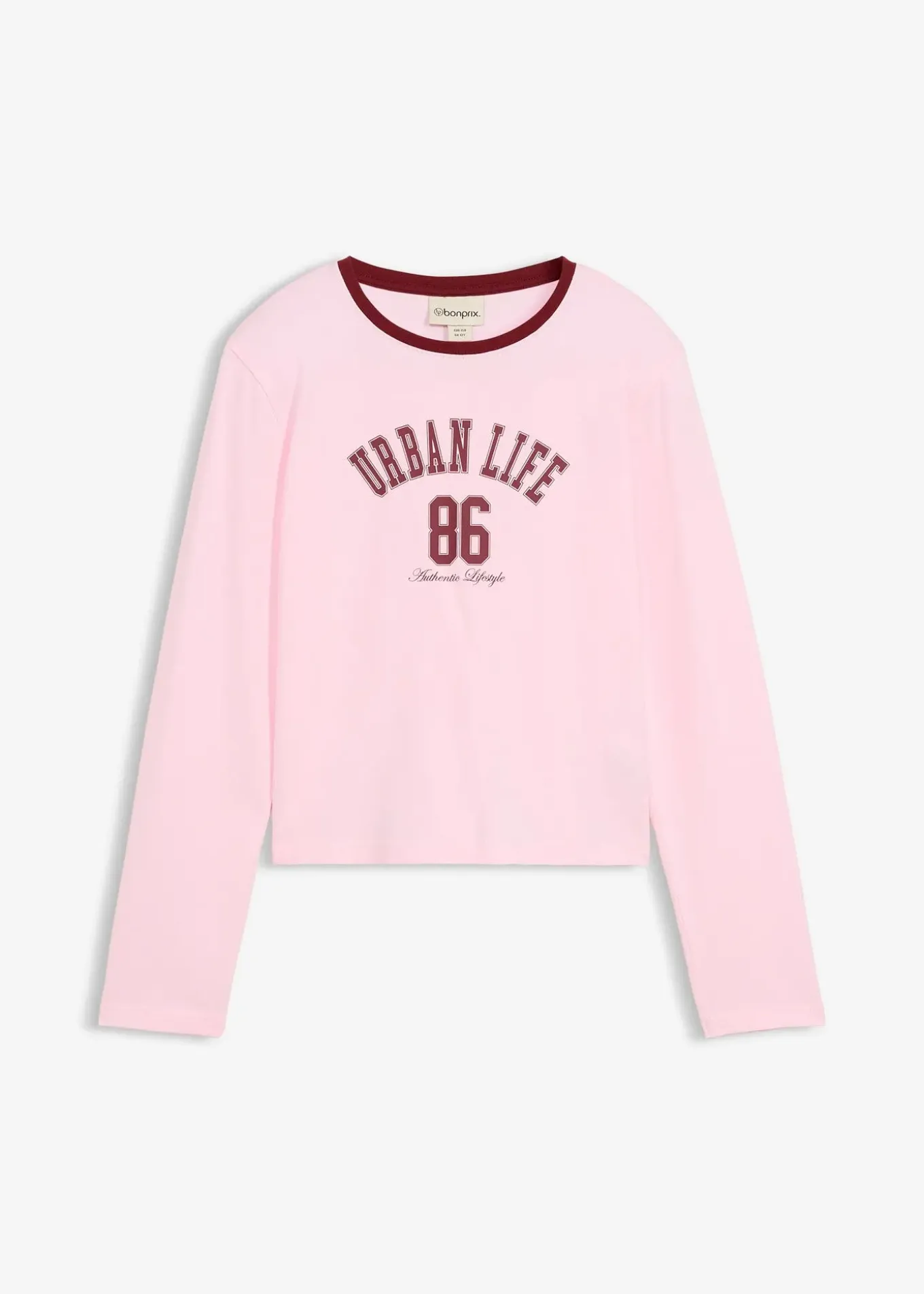 T-shirt manches longues court en coton extensible