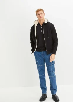 T-shirt manches longues col tunisien 100% coton, slim