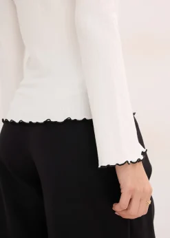 T-shirt manches longues côtelé avec nœud