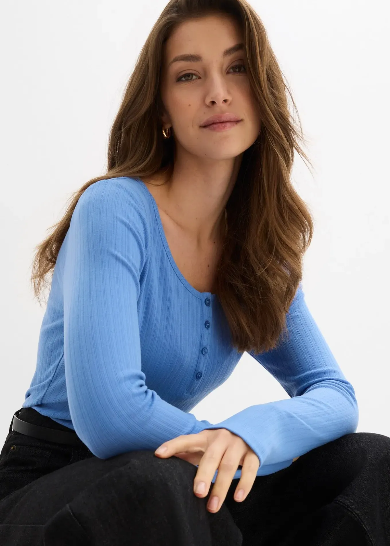 T-shirt manches longues côtelé