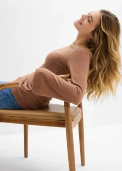 T-shirt manches longues doux en viscose mélangée