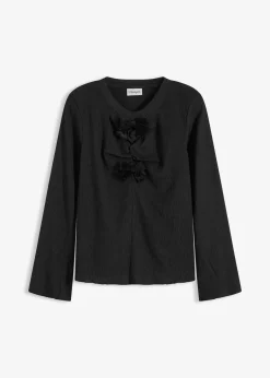 T-shirt manches longues en crêpe texturé