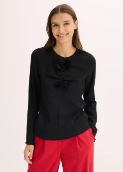 T-shirt manches longues en crêpe texturé