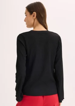 T-shirt manches longues en crêpe texturé