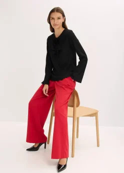 T-shirt manches longues en crêpe texturé