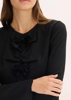 T-shirt manches longues en crêpe texturé