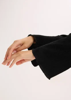 T-shirt manches longues en crêpe texturé