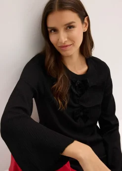 T-shirt manches longues en crêpe texturé