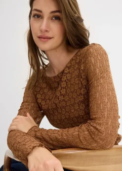 T-shirt manches longues en dentelle