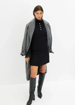 T-shirt manches longues en fine maille avec volants en mousseline