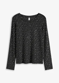 T-shirt manches longues en mesh brillant