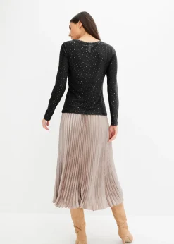 T-shirt manches longues en mesh brillant