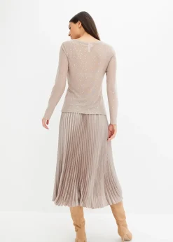 T-shirt manches longues en mesh brillant