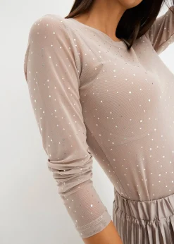 T-shirt manches longues en mesh brillant