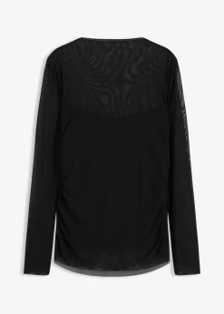 T-shirt manches longues en mesh délicat