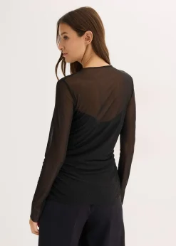 T-shirt manches longues en mesh délicat