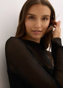 T-shirt manches longues en mesh délicat