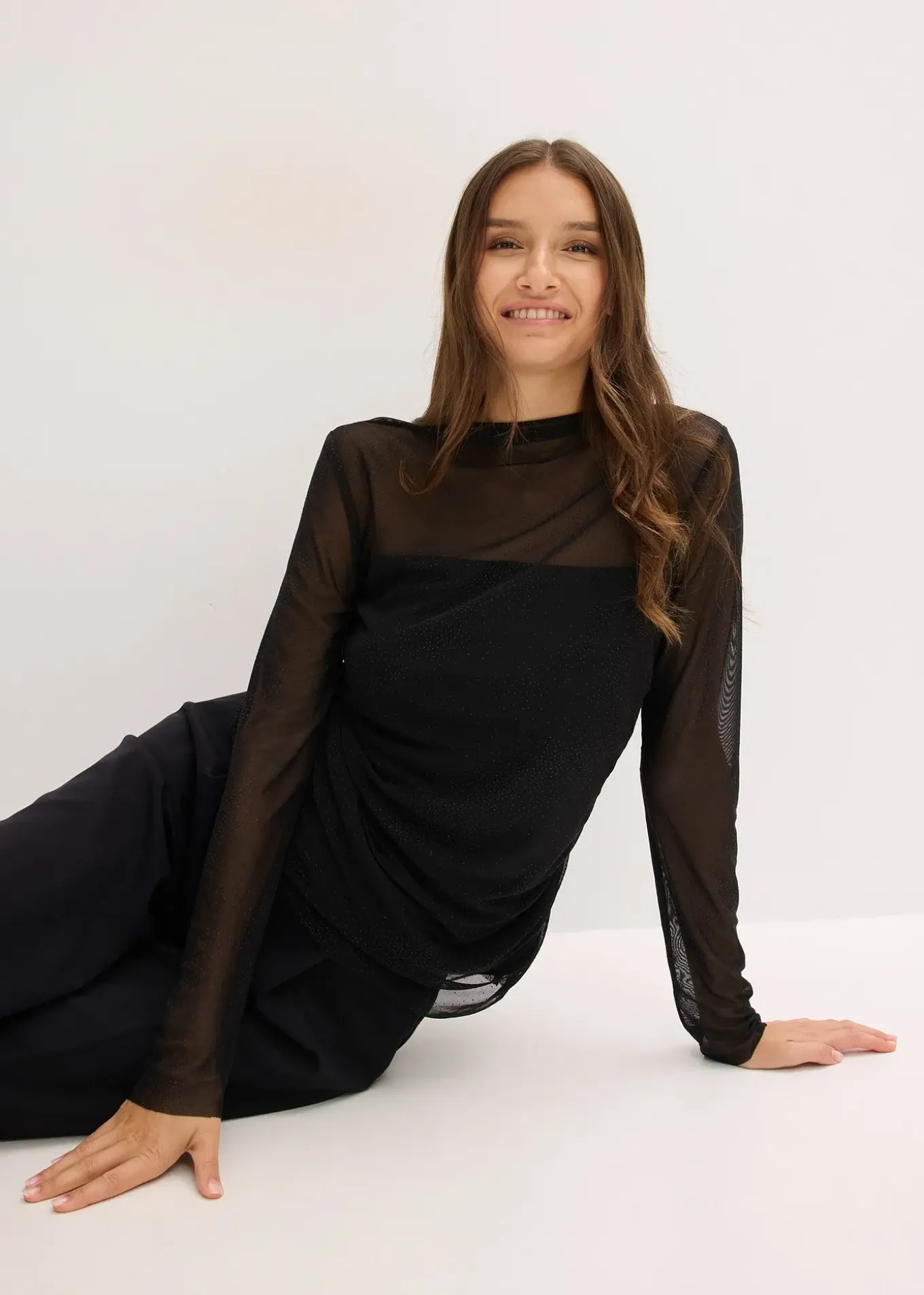 T-shirt manches longues en mesh délicat