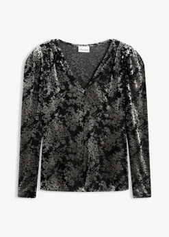 T-shirt manches longues en velours dévoré