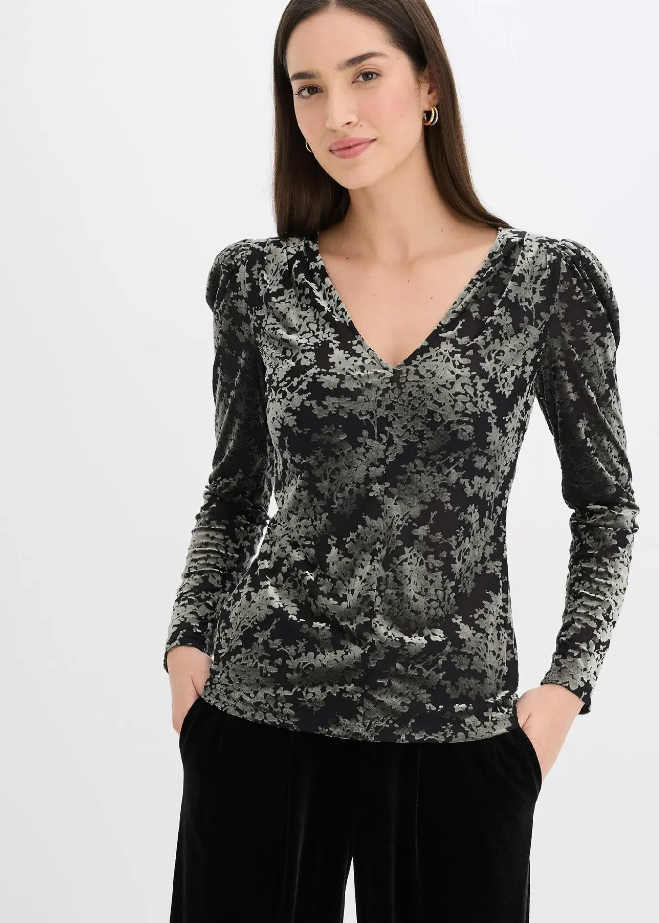 T-shirt manches longues en velours dévoré