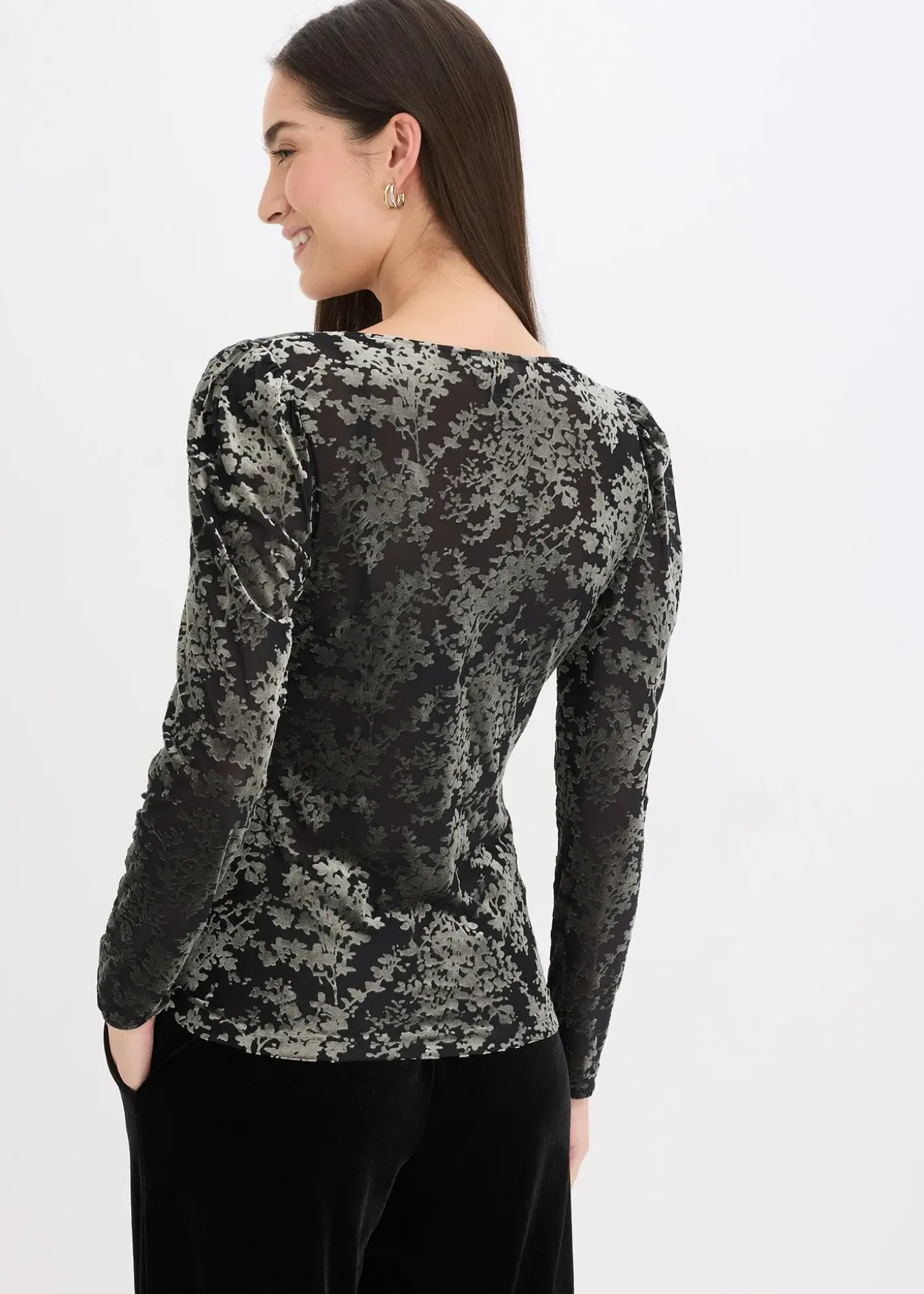 T-shirt manches longues en velours dévoré