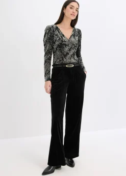 T-shirt manches longues en velours dévoré