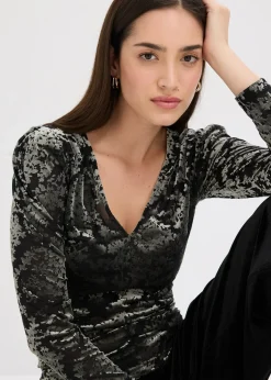 T-shirt manches longues en velours dévoré